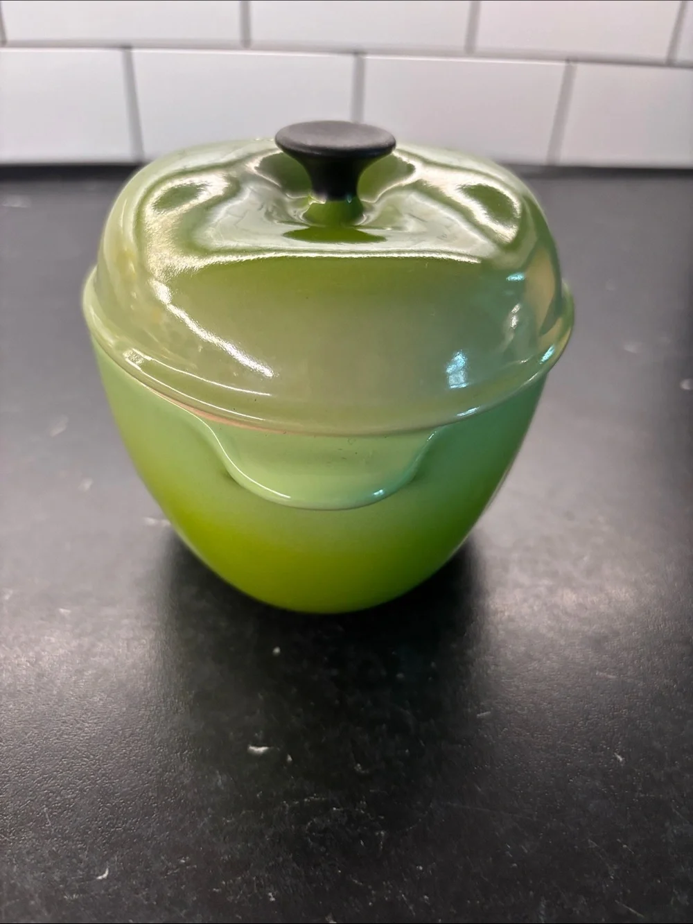 Discontinued Le Creuset Green Ceramic Apple Covered Cocotte